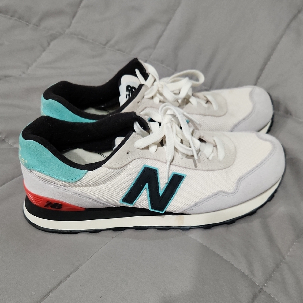 New Balance White and Teal Sneakers‎